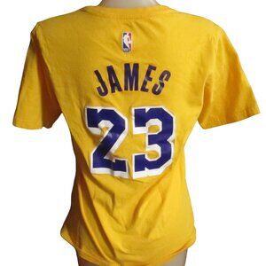 Women's Small Lebron James Lakers 23 NBA Logo Mens T-Shirt Yellow Boys XL